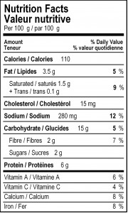 HEAT AMD SERVE, Spinach Ricotta Cannelloni - 450g Nutrition Label